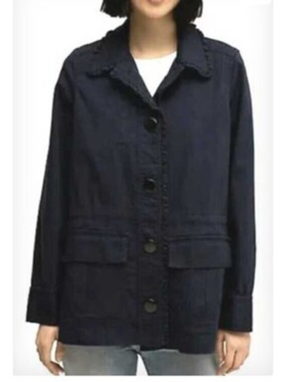 NWT Kate Spade Broome Street Navy ruffle utility cargo jacket size Small